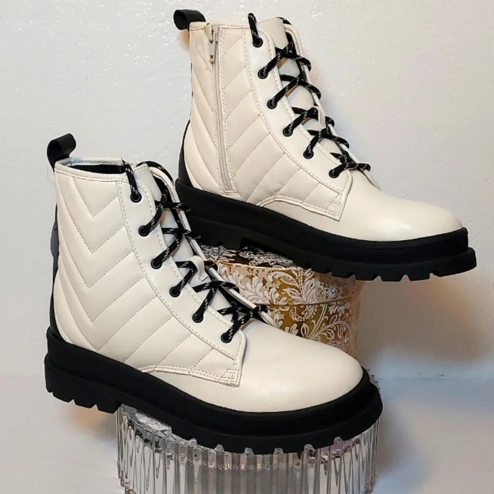 Girls Quilted Combat Boot